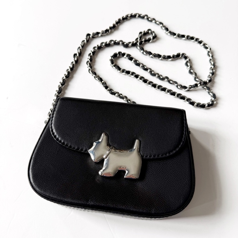 Agatha Paris Woman Black Leather Sweetie Scottie Dog Crossbody Shoulder Bag